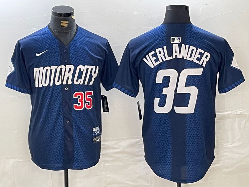 Men Detroit Tigers #35 Verlander Blue City Edition Nike 2024 MLB Jersey style 4